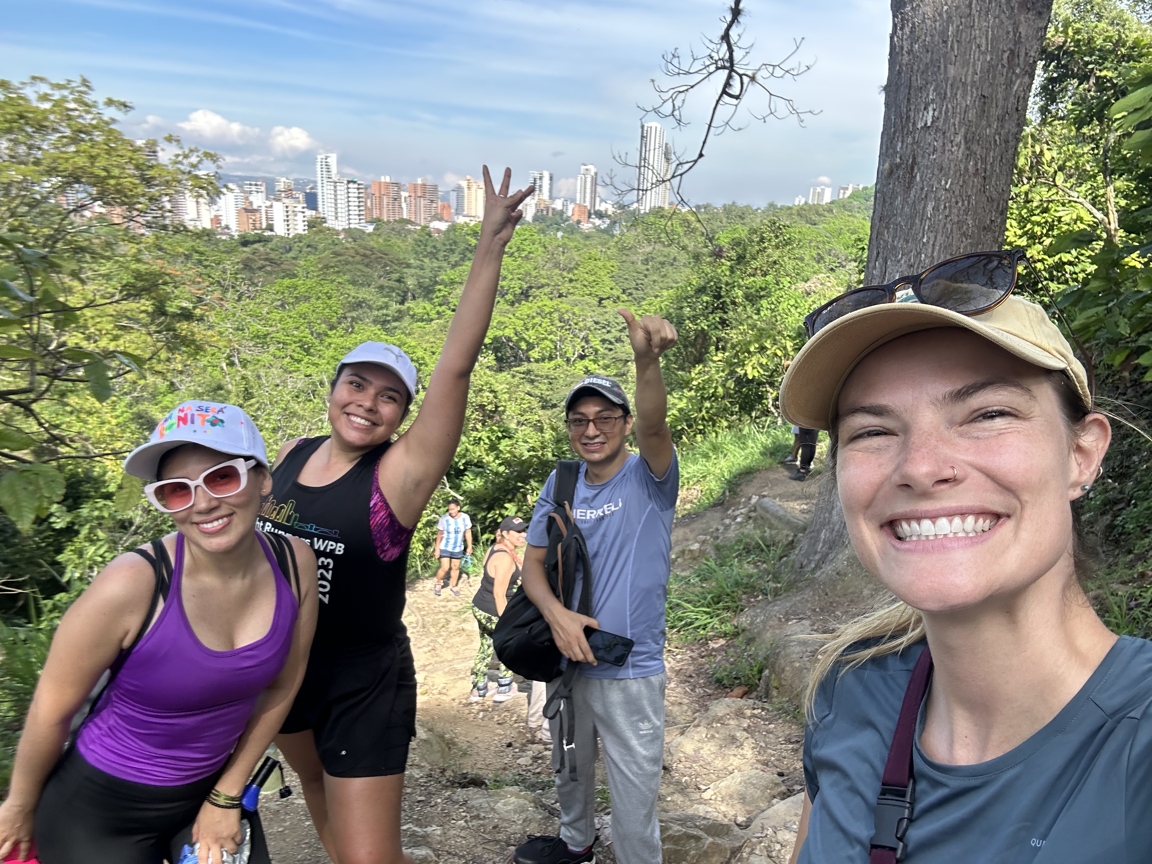 Ellen Cannon, pictured in front, enjoys a hike in Colombia