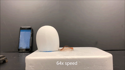 Animated GIF of a soft robot inching forward