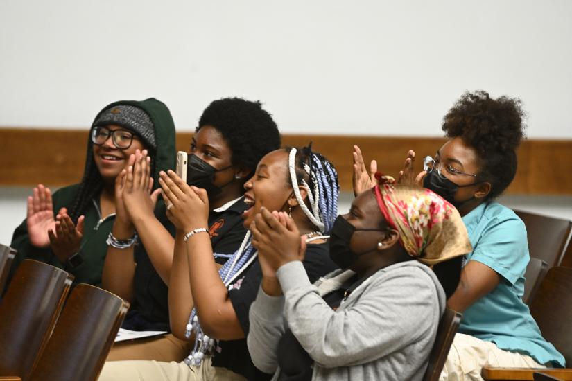 City College students clap during the 2022 Baldwin Prize award ceremony
