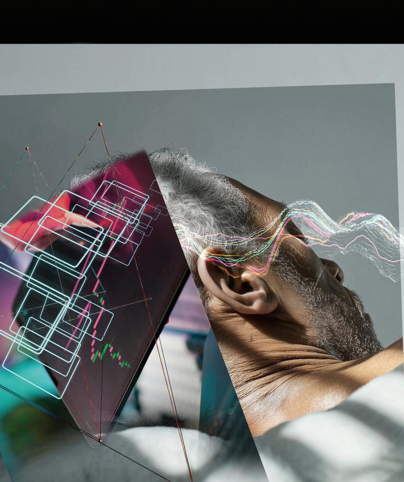 Illustration of a reclined person with grey hair 