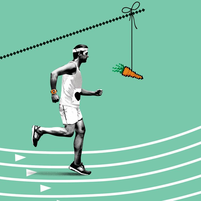 A runner is motivated by a digital carrot