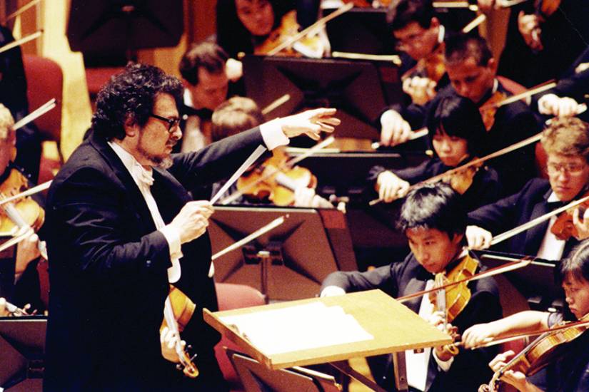Fleisher conducts the Peabody Symphony Orchestra, c. 1990