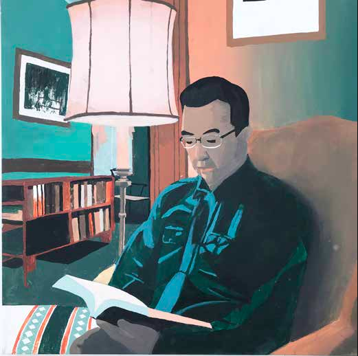 Painting of a man reading a book
