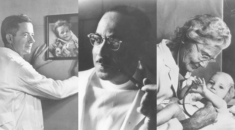 Composite image of Alfred Blalock, Vivien Thomas, and Helen Taussig