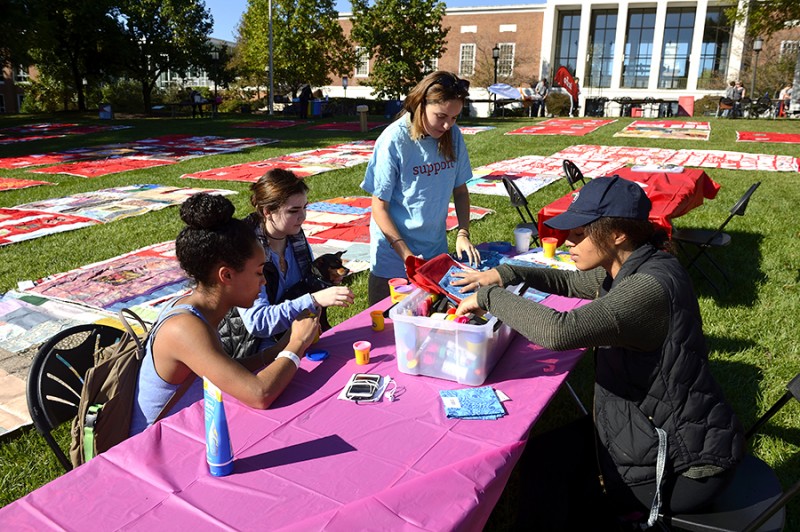 Students create squares for the Monument Quilt