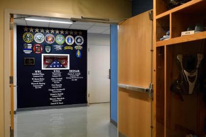 Veterans Memorial Wall in the Johns Hopkins Cordish Lacrosse Center