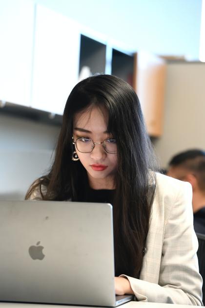 A person working at a computer