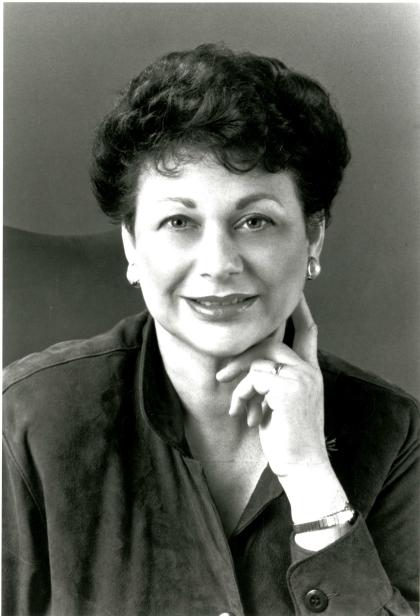 A black and white photo of Estelle Fishbein, circa 1987.