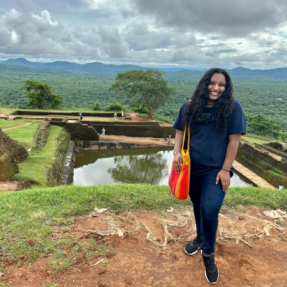 Shaniya at the top of Sigiriya, an ancient fortress in Sri Lanka