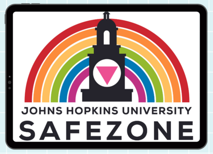 Safe Zone icon, a rainbow with a tower, on a tablet