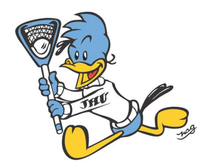 Illustration of a Johns Hopkins Blue Jay playing lacrosse