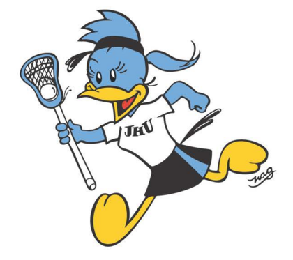 Illustration of a Johns Hopkins Blue Jay playing lacrosse