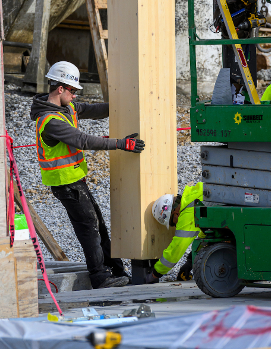 Photograph of a construction worker on the job