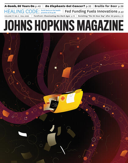 The cover of the fall 2025 issue of Johns Hopkins Magazine