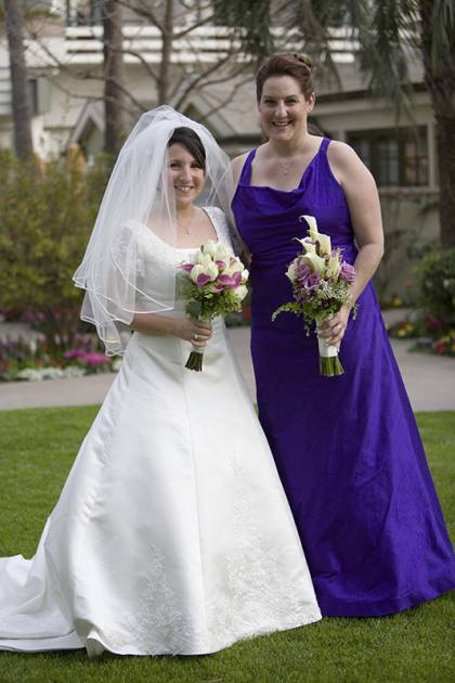 Maid of honor and bride