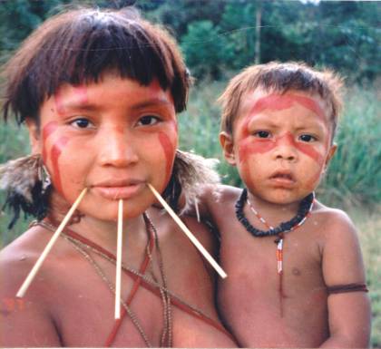 A Yanomami woman and child