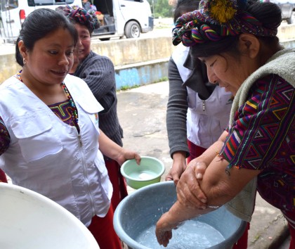 Grandmothers in Guatemala learn correct hand-washing techniques