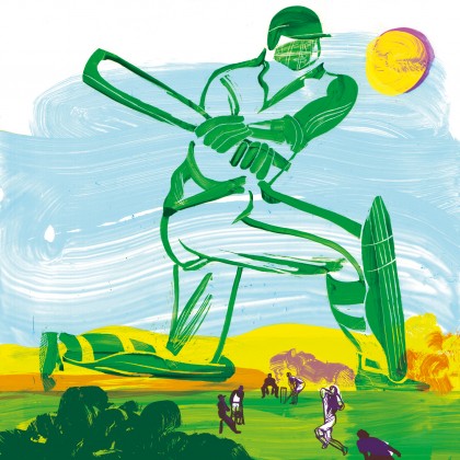 Illustration of a man playing cricket