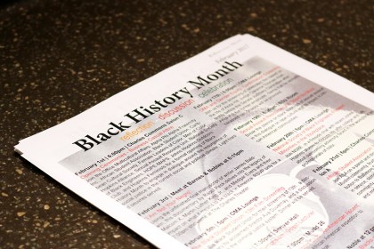 Paper with list of Black History Month events