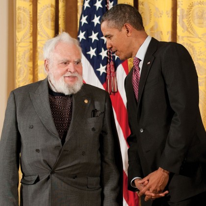 Solomon Golomb (left) and Barack Obama