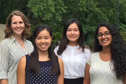 The Cryoablation team who competed at the Collegiate Inventors Competition (from left) Bailey Surtees, Sarah Lee, Yixin Clarisse Hu, and Serena Thomas.