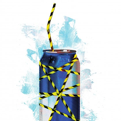 Energy drink with caution tape