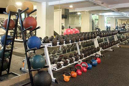 Strength-training equipment at the Mount Washington Fitness Center