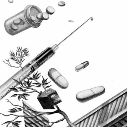 syringes and pills