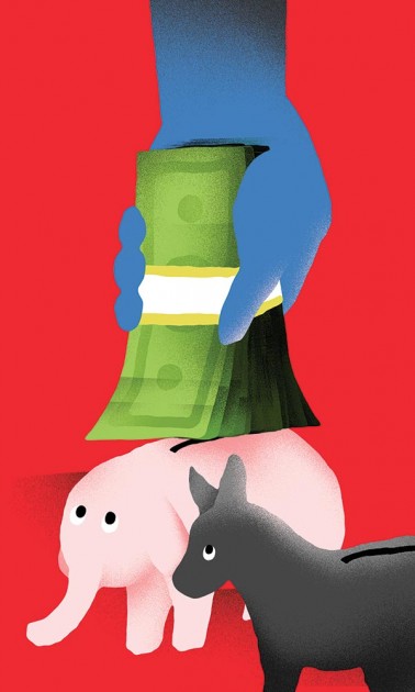 illustration of donkey and elephant piggy banks