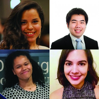 The four students awarded Gilman Scholarships are (clockwise from top left): Clara Molineros, Duy Phan, Rocio Oliva, and Madeleine Uraih