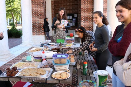 JHU students sell baked goods in the Breezeway to raise money for Puerto Rico hurricane relief.