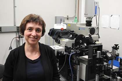 Natalia Drichko in her lab