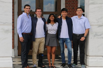 Semester.ly team members (from left): Noah Presler, Michael Miller, Neha Onteeru, Max Yeo, Eric Calder