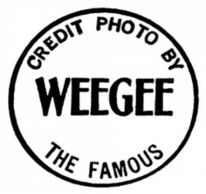 Stamp reads Credit photo by Weegee the Famous