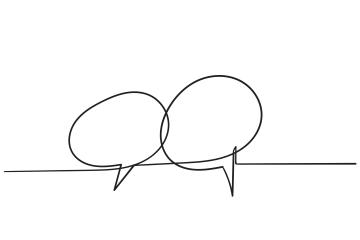 A line drawing of two speech bubbles.