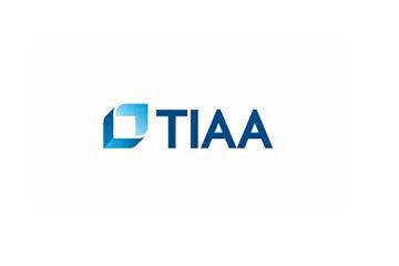TIAA logo, which consists of the letters in blue and an abstract open square