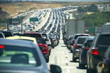 A traffic jam in southern California