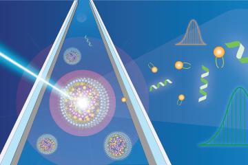 Illustration of nanoparticles with light shining through them