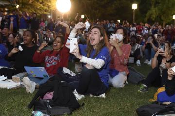 Students cheer and ring bells as DART makes impact with Dimorphos