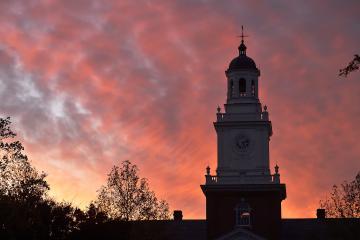 A sunset with the Gilman clock tower