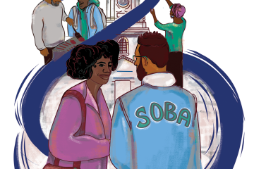 An illustration depicting the Society of Black Alumni Alumni affinity group
