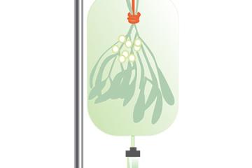Illustration: Mistletoe in a hanging IV bag