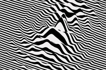 Black and white sound waves in a 3D pattern