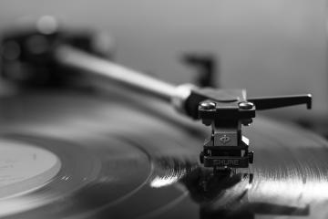 Closeup of a record player