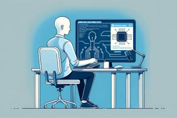 Image of a cartoon person looking at a computer