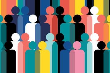 Illustration with simple representations of people in a variety of colors