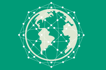 Green illustration symbolizing an interconnected world
