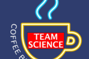 Team Science Coffee Break Series logo styled as a neon-sign coffee cup