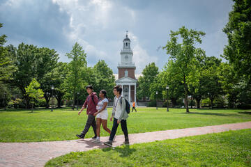 CTY students walk across the Homewood campus 