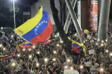 A large group of demonstrators gather in Venezuela